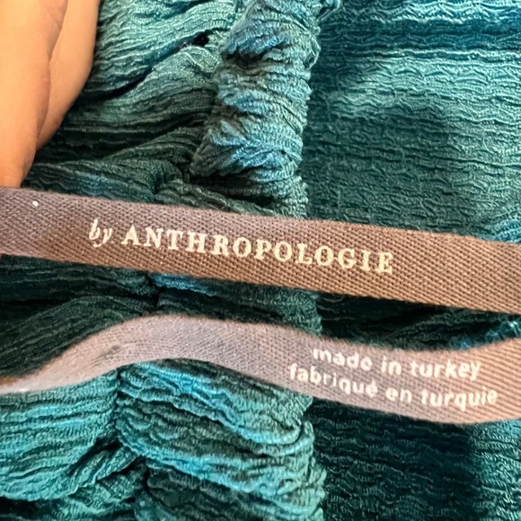 Anthropologie Off Shoulder Puff Sleeve Textured Teal Top M - Picture 2 of 6